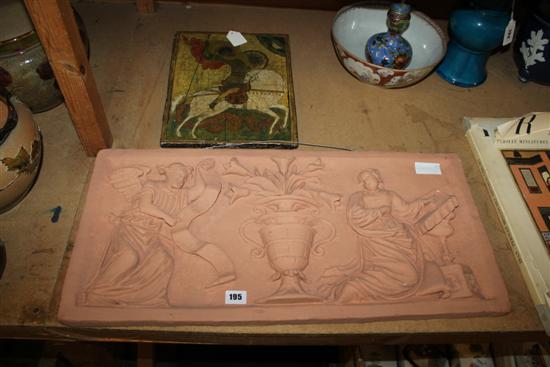 Plaster relief & painted panel